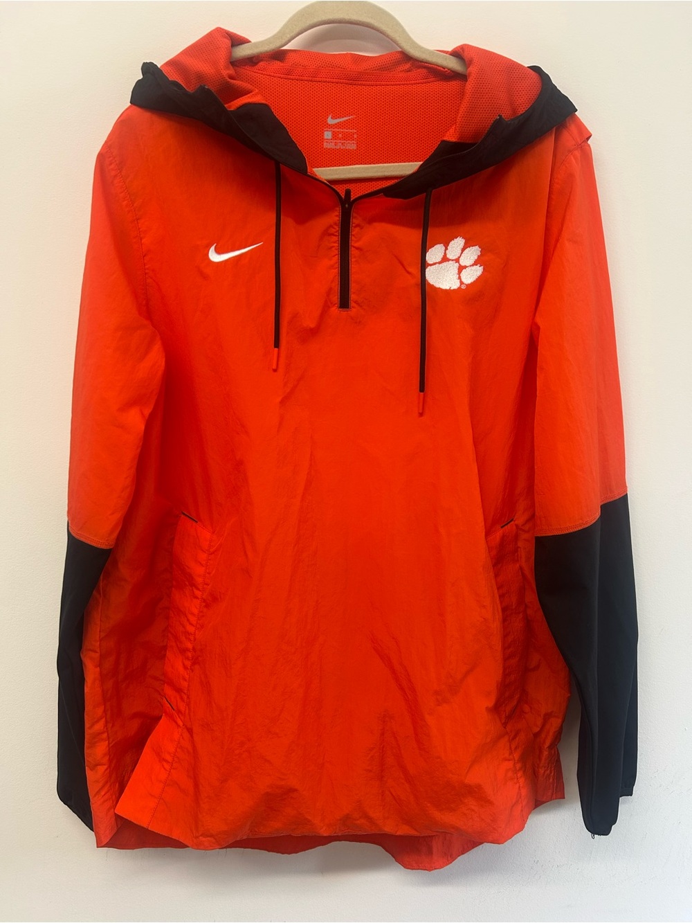 Nike Orange Pullover Windbreaker Jacket with Paw Logo Clemson Tigers